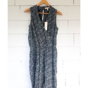 NWT Rebecca Taylor Black White Floral Silk Sleeveless Jumpsuit Size 2